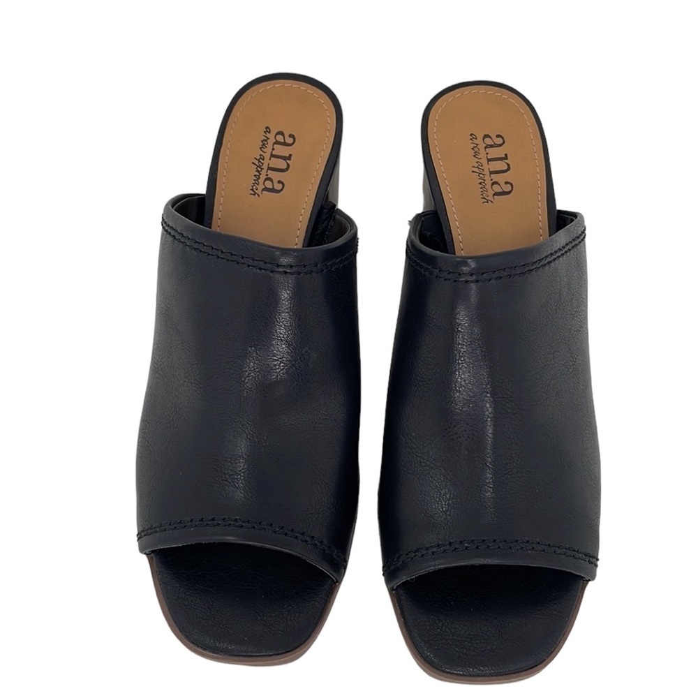 a.n.a Beach Sandals Shoes Heels NWT Open Toe Black Size 6.5 6 1/2
